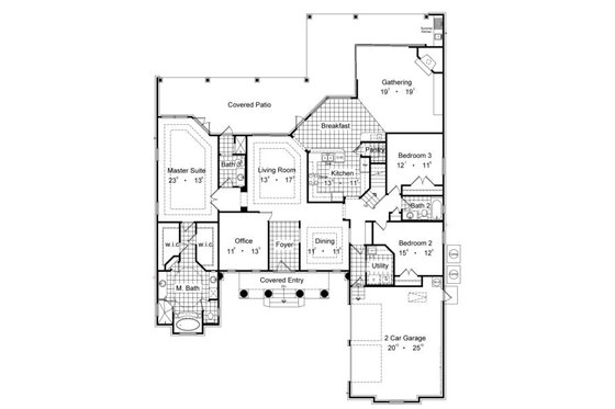 Floor Plan - Main Floor for Classical House Plan #417-368 - 3 bed, 4 bath