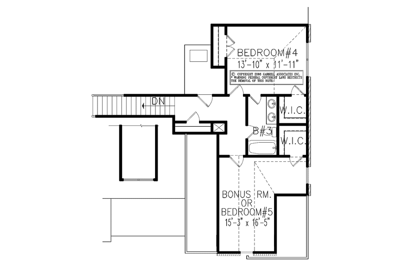 House Blueprint - Floor Plan - Upper Floor for European House Plan #54-267 - 4 bed, 3.5 bath