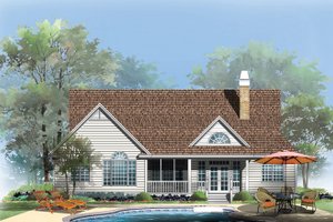 Exterior - Rear Elevation for Traditional House Plan #929-951 - 3 bed, 2 bath