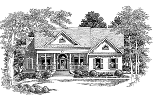 Exterior - Front Elevation 3 for Classical House Plan #927-58 - 3 bed, 2 bath