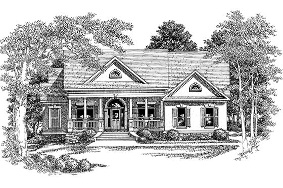 Exterior - Front Elevation 3 for Classical House Plan #927-58 - 3 bed, 2 bath