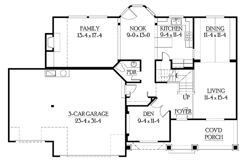 Home Plan - Floor Plan - Main Floor for Colonial House Plan #132-269 - 3 bed, 2.5 bath