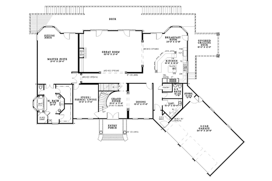 Floor Plan - Main Floor for Classical House Plan #17-2769 - 5 bed, 3.5 bath