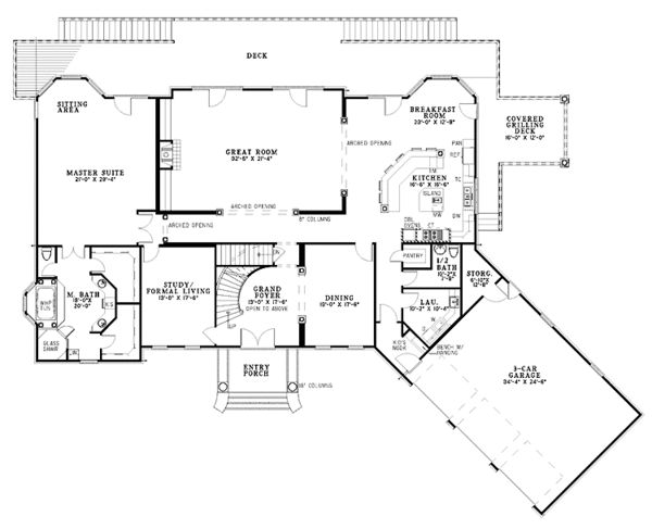 Architectural House Design - Classical Floor Plan - Main Floor Plan #17-2769