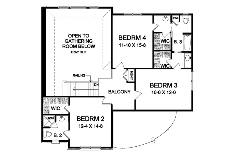 House Plan Design - Floor Plan - Upper Floor for Traditional House Plan #328-389 - 4 bed, 3.5 bath