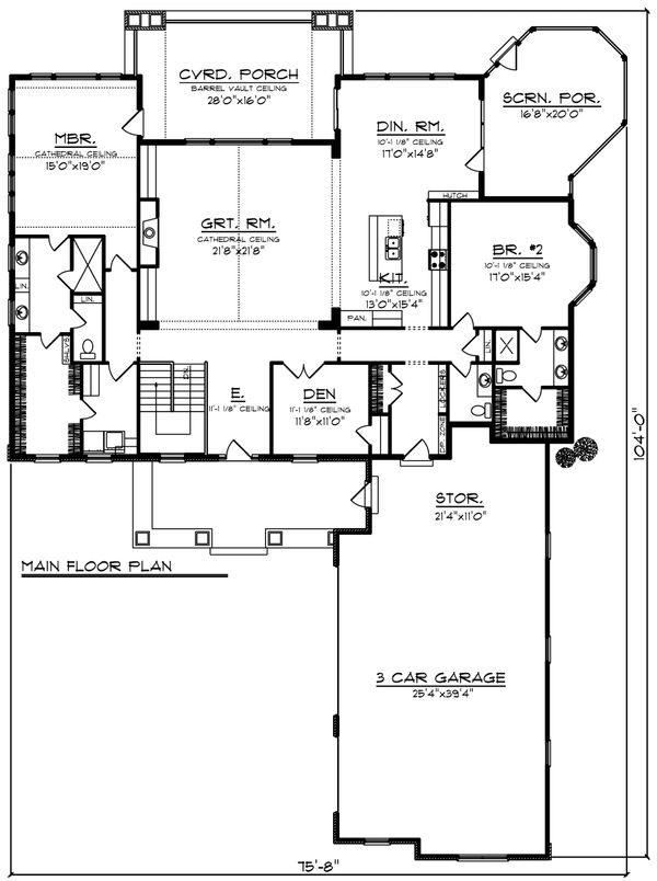 Architectural House Design - Ranch Floor Plan - Main Floor Plan #70-1203