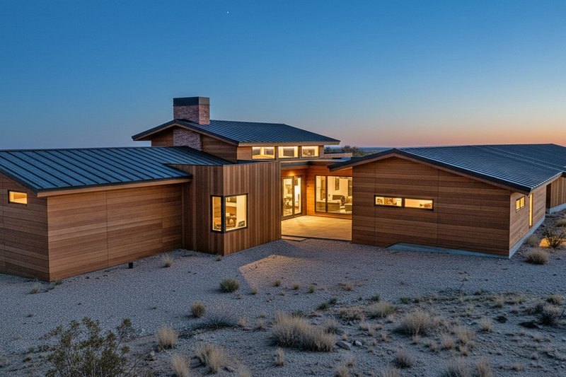 Architectural House Design - Exterior - Rear Elevation for Contemporary House Plan #892-22 - 3 bed, 3.5 bath