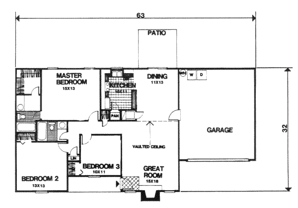 Ranch Floor Plan - Main Floor Plan #30-124