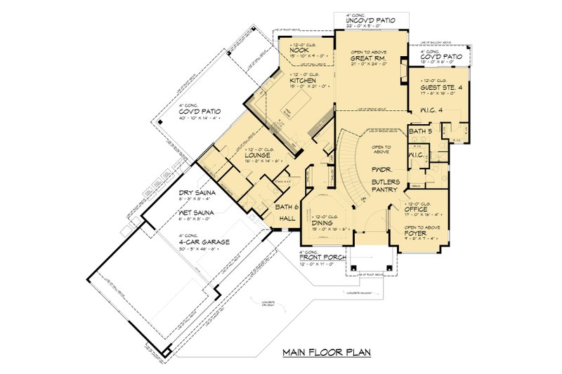 Home Plan - Floor Plan - Main Floor for Modern House Plan #1066-279 - 4 bed, 6 bath
