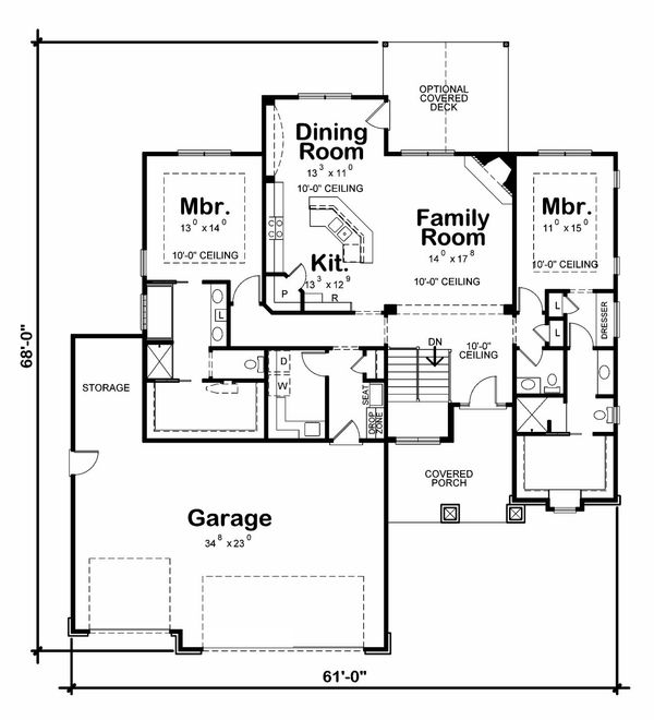 House Blueprint - Craftsman Floor Plan - Main Floor Plan #20-2179