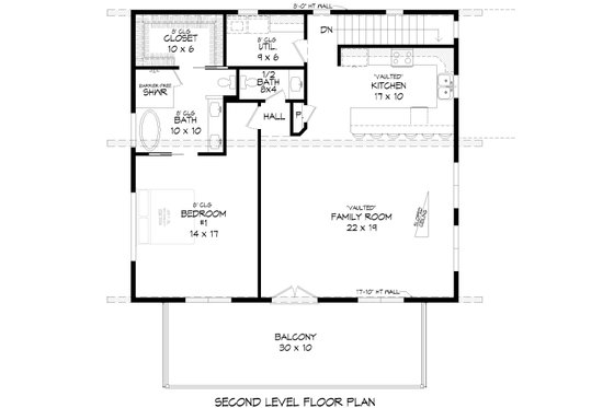 Floor Plan - Upper Floor for Contemporary House Plan #932-548 - 2 bed, 2.5 bath