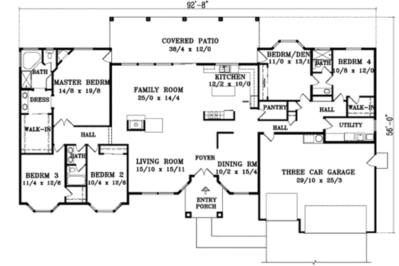 Floor Plan - Main Floor for Adobe / Southwestern House Plan #1-977 - 5 bed, 3 bath