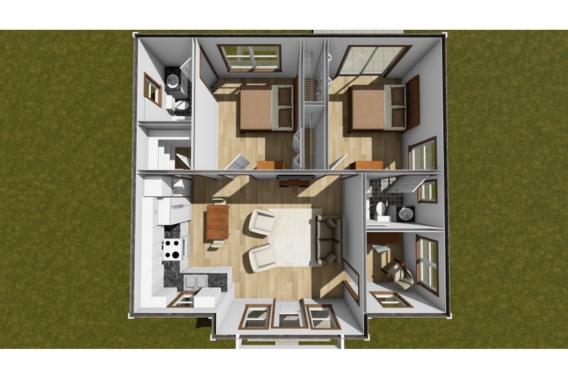 House Design - Floor Plan - Main Floor 1 for Cottage House Plan #513-2337 - 2 bed, 2 bath