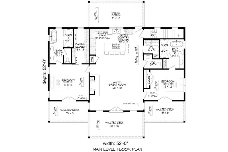 Dream House Plan - Floor Plan - Upper Floor for Country House Plan #932-1135 - 2 bed, 2.5 bath