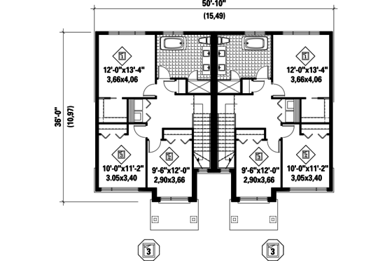 Floor Plan - Upper Floor for Contemporary House Plan #25-4397 - 6 bed, 2 bath