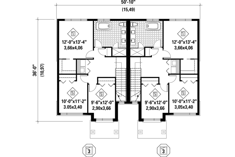 Home Plan - Floor Plan - Upper Floor for Contemporary House Plan #25-4397 - 6 bed, 2 bath