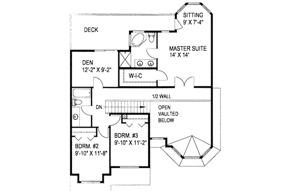 Floor Plan - Upper Floor for Traditional House Plan #117-193 - 3 bed, 3 bath