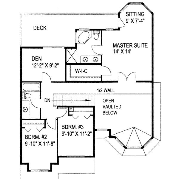 Traditional Floor Plan - Upper Floor Plan #117-193