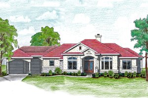 Mediterranean Exterior - Front Elevation Plan #80-175