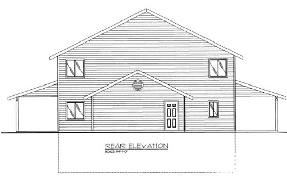 Exterior - Rear Elevation for Bungalow House Plan #117-611 - 3 bed, 3 bath