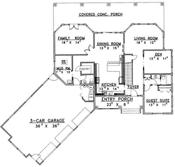 Dream House Plan - European Floor Plan - Main Floor Plan #117-445