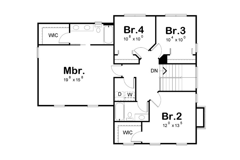 Home Plan - Floor Plan - Upper Floor for Traditional House Plan #20-2580 - 4 bed, 2.5 bath
