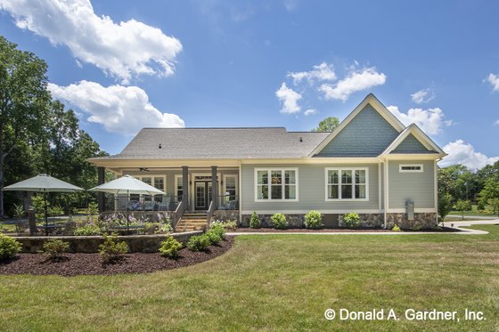 Exterior - Rear Elevation 1 for Craftsman House Plan #929-1043 - 3 bed, 2 bath