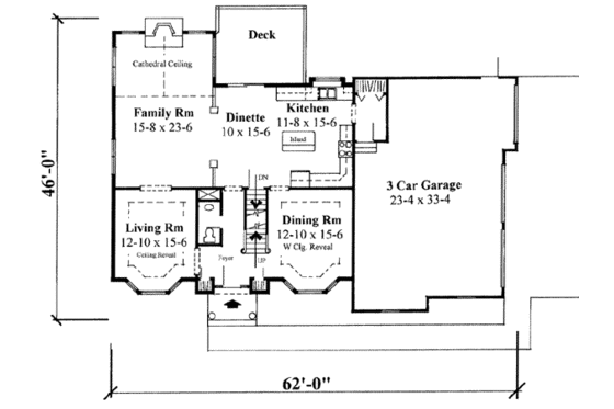 Floor Plan - Main Floor for Traditional House Plan #75-150 - 4 bed, 2.5 bath