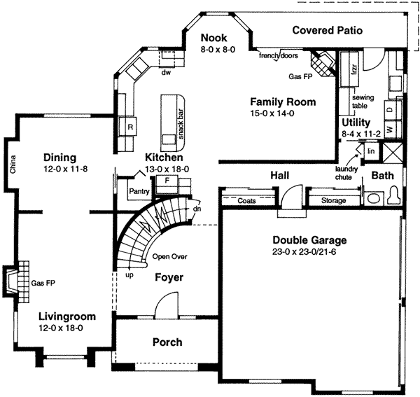 House Design - Mediterranean Floor Plan - Main Floor Plan #126-136