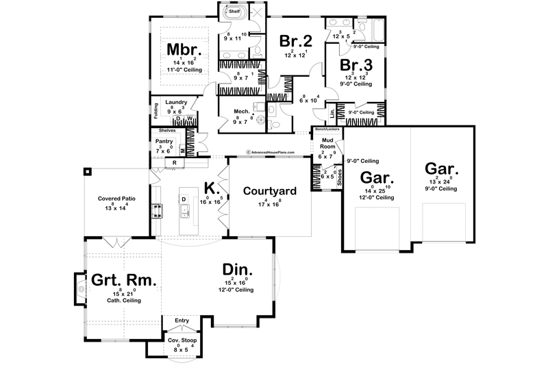 Architectural House Design - Floor Plan - Main Floor for Modern House Plan #455-496 - 3 bed, 2.5 bath