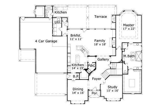 Floor Plan - Main Floor for Traditional House Plan #411-228 - 5 bed, 4.5 bath