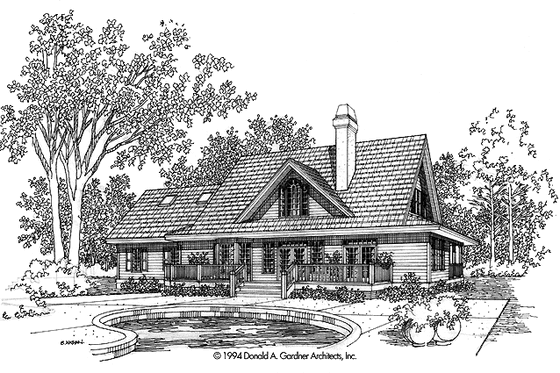 Exterior - Rear Elevation for Country House Plan #929-215 - 4 bed, 2.5 bath