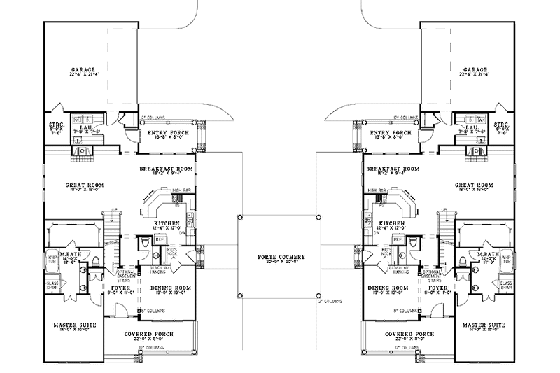 Home Plan - Floor Plan - Main Floor for Country House Plan #17-2818 - 8 bed, 6 bath