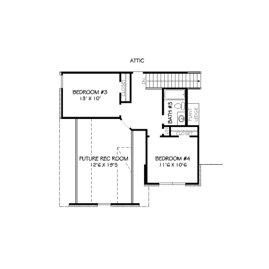 Floor Plan - Upper Floor for European House Plan #424-98 - 4 bed, 3 bath