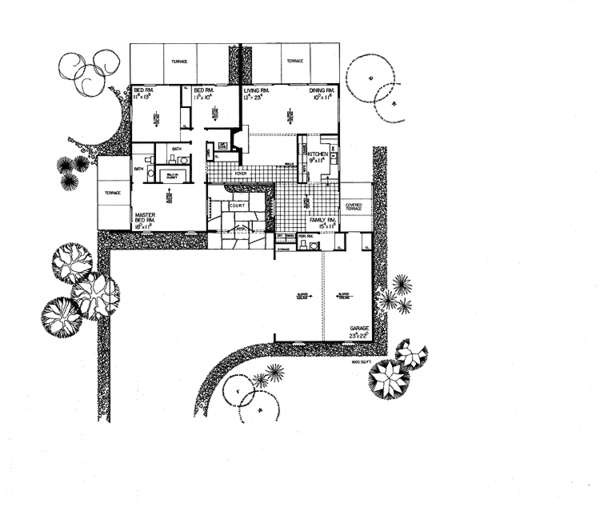 Home Plan - Adobe / Southwestern Floor Plan - Main Floor Plan #72-599