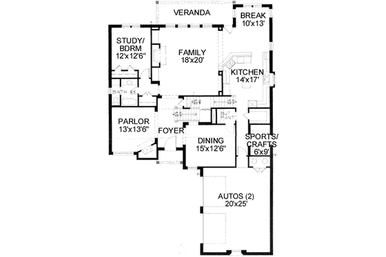 Floor Plan - Main Floor for European House Plan #141-102 - 5 bed, 4 bath