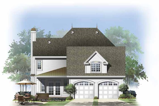 Exterior - Rear Elevation for Traditional House Plan #929-812 - 3 bed, 2.5 bath
