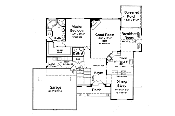 Floor Plan - Main Floor for Colonial House Plan #46-792 - 4 bed, 2.5 bath