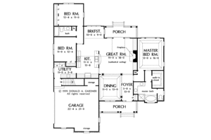 Floor Plan - Main Floor for Craftsman House Plan #929-500 - 3 bed, 2 bath