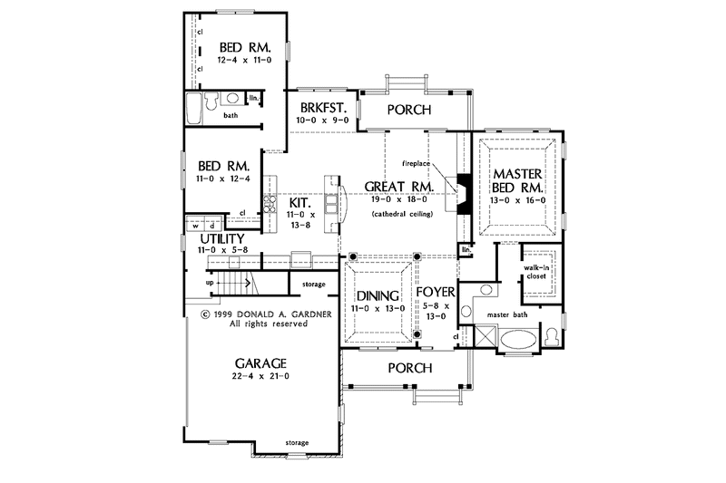 Architectural House Design - Floor Plan - Main Floor for Craftsman House Plan #929-500 - 3 bed, 2 bath
