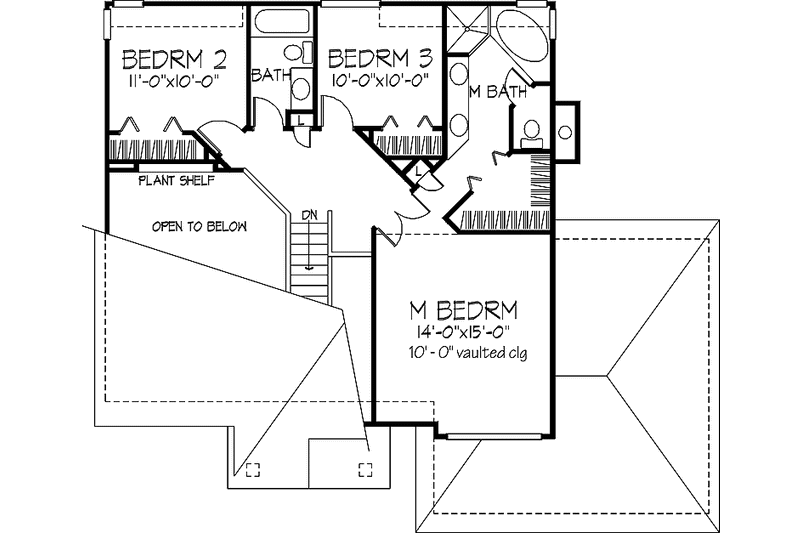 Dream House Plan - Floor Plan - Upper Floor for Prairie House Plan #320-1100 - 3 bed, 2.5 bath