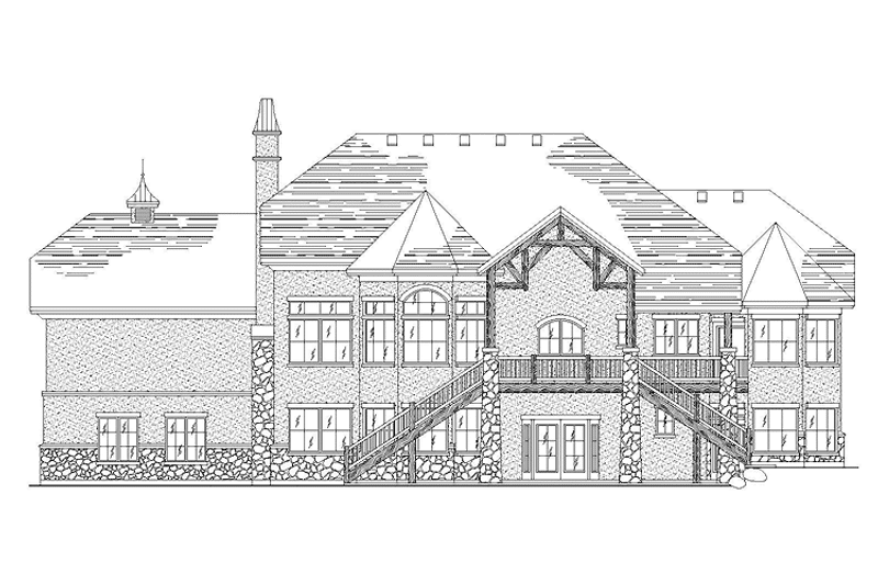 Home Plan - Exterior - Rear Elevation for European House Plan #945-23 - 4 bed, 4.5 bath