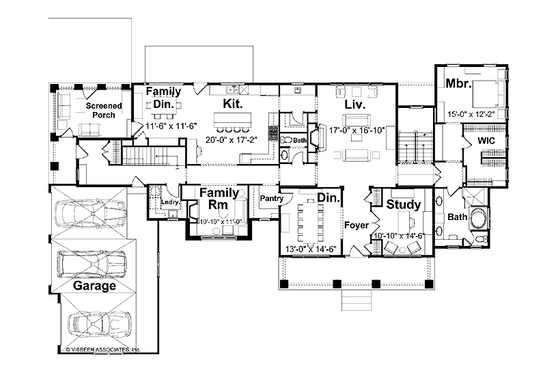 Floor Plan - Main Floor for Traditional House Plan #928-26 - 3 bed, 2.5 bath