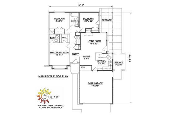 Floor Plan - Main Floor for Ranch House Plan #116-150 - 3 bed, 2 bath