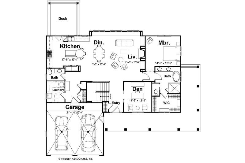 Home Plan - Floor Plan - Main Floor for Craftsman House Plan #928-78 - 3 bed, 3.5 bath