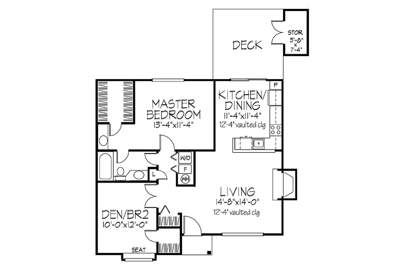 Home Plan - Floor Plan - Main Floor for Ranch House Plan #320-665 - 1 bed, 1 bath