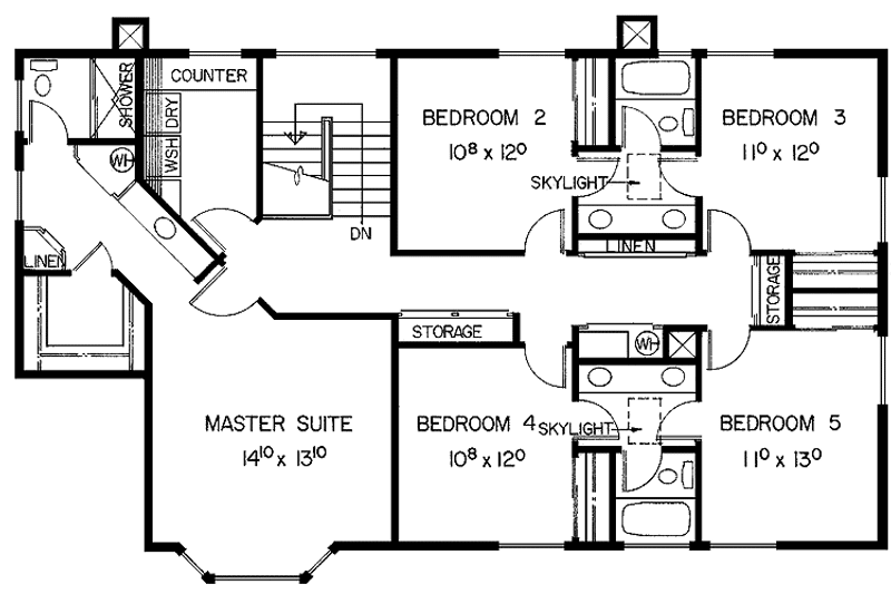 Home Plan - Floor Plan - Upper Floor for Adobe / Southwestern House Plan #60-916 - 5 bed, 3.5 bath