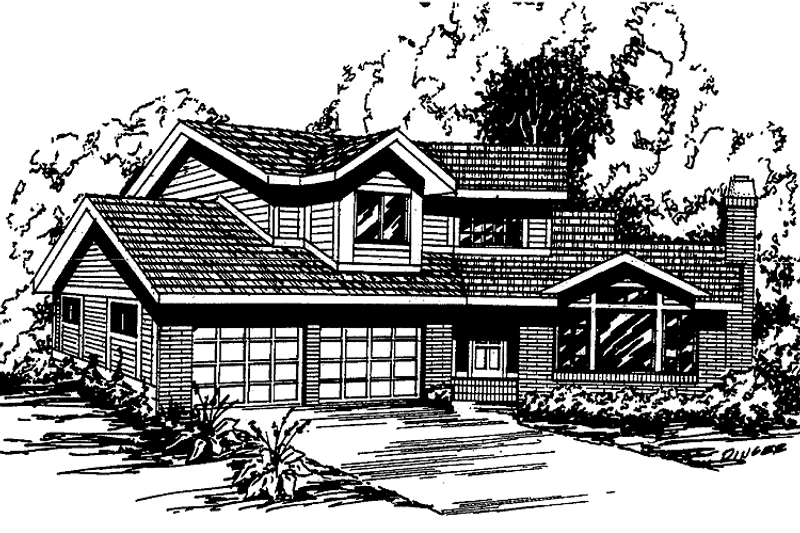 Home Plan - Exterior - Front Elevation 3 for Contemporary House Plan #60-691 - 3 bed, 2.5 bath