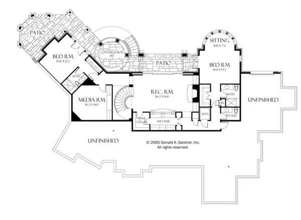 House Blueprint - European Floor Plan - Lower Floor Plan #929-895