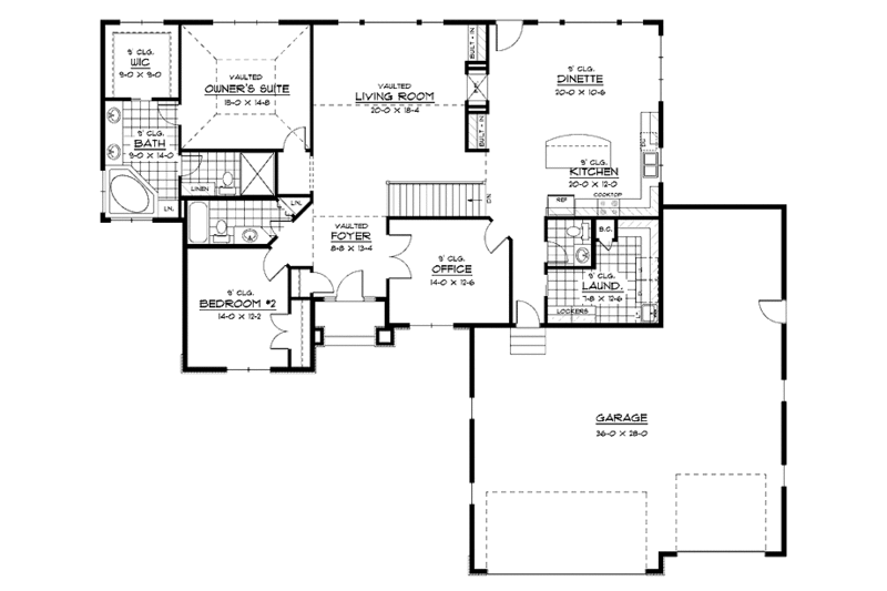 Home Plan - Floor Plan - Main Floor for European House Plan #51-612 - 2 bed, 2.5 bath
